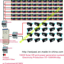 15KW Solar Off-Grid Stromerzeugungssystem; Elektrizitätsproduktion 70 ~ 100KWh / Tag